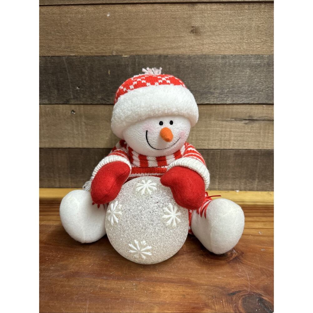 Avon Snowman Plush Lighted Snow Ball Snowflake Snowy globe -in Box